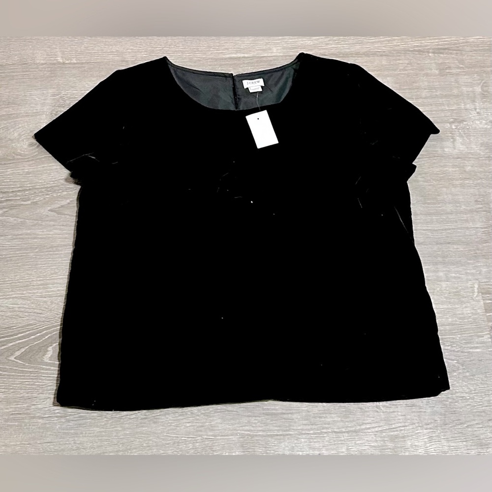 NWT J. Crew Black Velvet Top Size Large